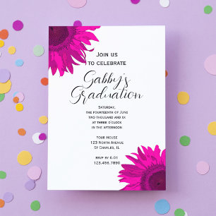 Invitación a la fiesta de graduación de flores de 