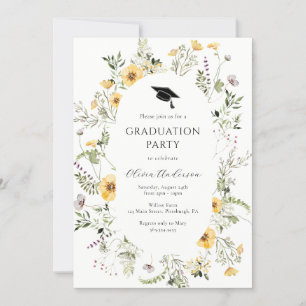Invitación a la fiesta de graduación de flores sil