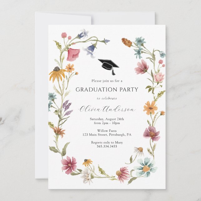 Invitación a la fiesta de graduación de flores sil (Anverso)