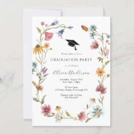 Invitación a la fiesta de graduación de flores sil