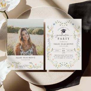 Invitación a la fiesta de graduación de flores sil