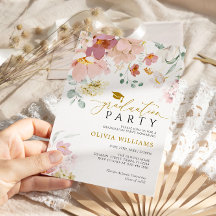 Invitación a la fiesta de graduación de flores sil