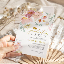 Invitación a la fiesta de graduación de flores sil