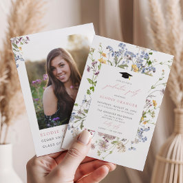 Invitación a la fiesta de graduación de flores sil