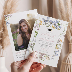Invitación a la fiesta de graduación de flores sil