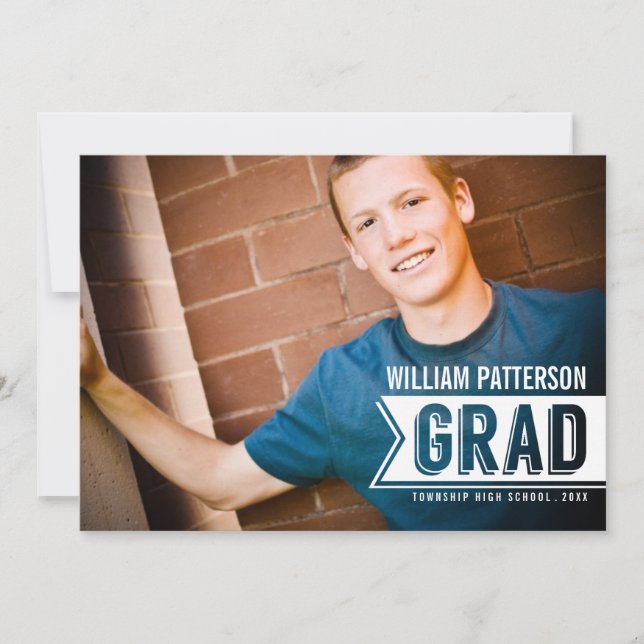 Invitación a la fiesta de graduación de foto de gr (Anverso)