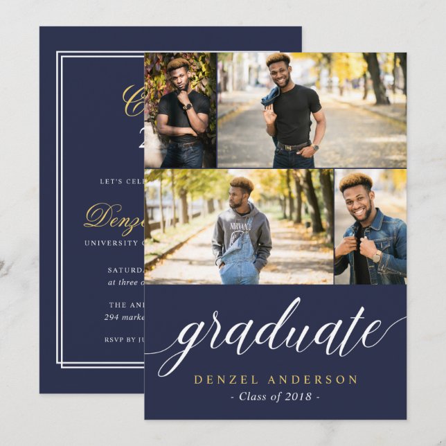 Invitación a la fiesta de graduación de fotografía (Anverso / Reverso)