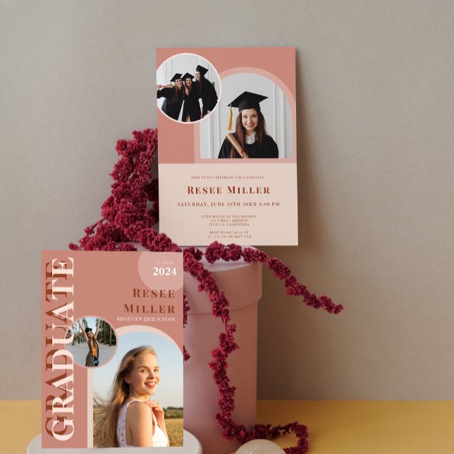 Invitación a la fiesta de graduación de fotografía (Stylish Arch Photo Graduation Party Invitation)
