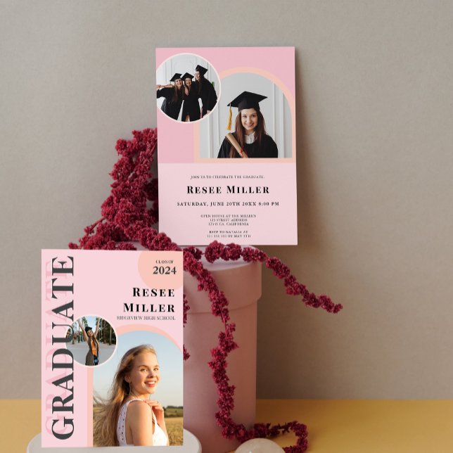 Invitación a la fiesta de graduación de fotografía (Stylish Arch Photo Graduation Party Invitation)