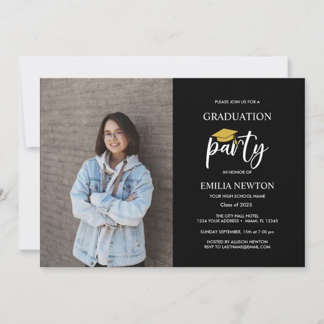 Invitación a la fiesta de graduación de fotografía (Anverso)