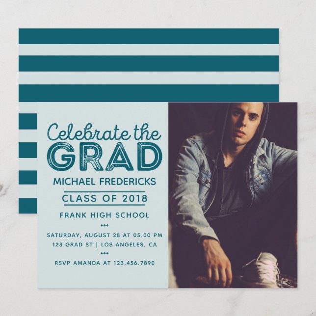Invitación a la fiesta de graduación de fotografía (Anverso / Reverso)
