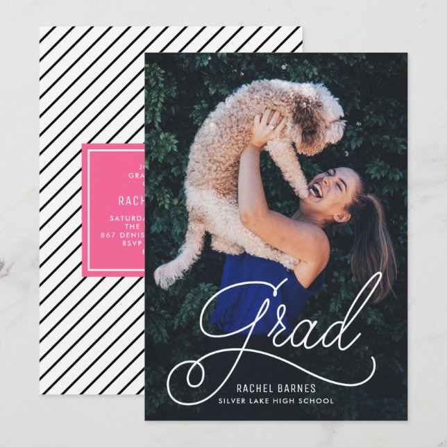 Invitación a la fiesta de graduación de fotos con  (Anverso / Reverso)