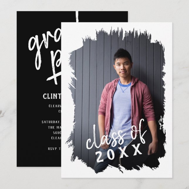 Invitación a la fiesta de graduación de fotos con  (Anverso / Reverso)