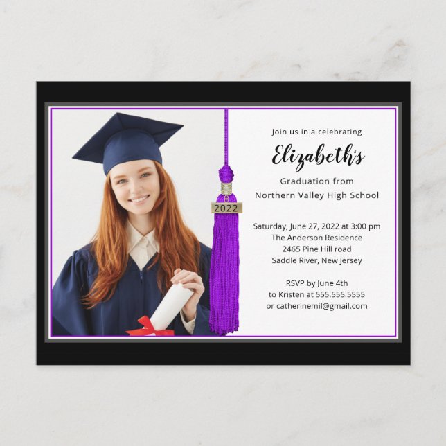 Invitación a la fiesta de graduación de fotos de c (Anverso)