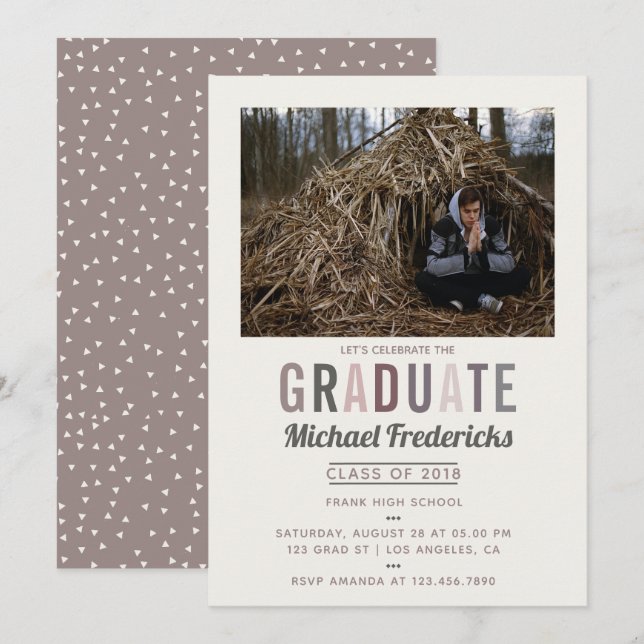 Invitación a la fiesta de graduación de fotos de m (Anverso / Reverso)