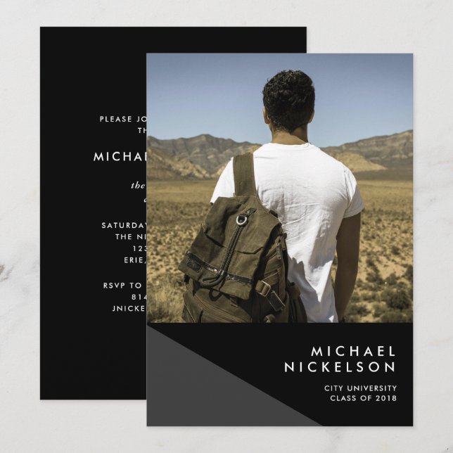 Invitación a la fiesta de graduación de fotos de m (Anverso / Reverso)