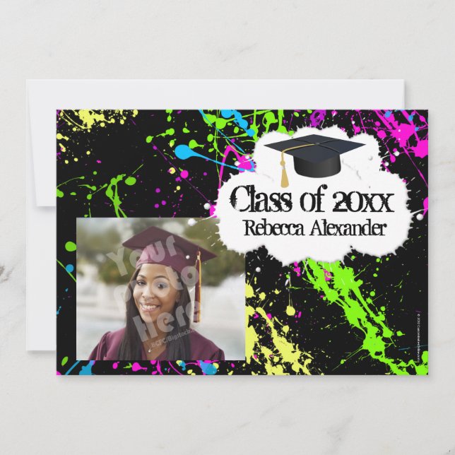 Invitación a la fiesta de graduación de fotos de P (Anverso)
