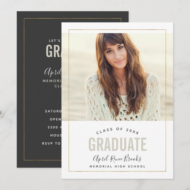 Invitación a la fiesta de graduación de fotos de s (Anverso / Reverso)