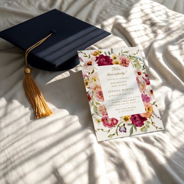 Invitación a la fiesta de graduación de fotos flor (Subido por el creador)