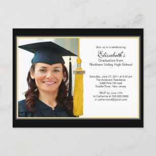 Invitación a la fiesta de graduación de fotos Gold