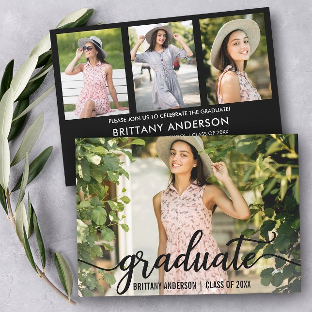 Invitación a la fiesta de graduación de fotos Mode (Customize to change your personalized text size or text style.)