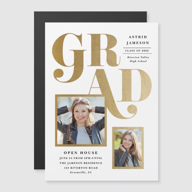 Invitación a la fiesta de graduación de fotos Mode (Anverso/Reverso)