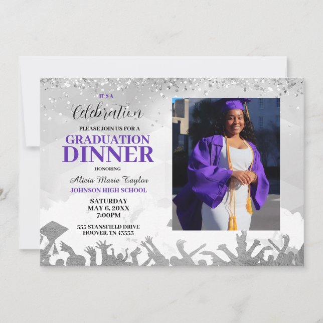Invitación a la fiesta de graduación de fotos mora (Anverso)