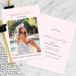 Invitación a la fiesta de graduación de fotos rosa