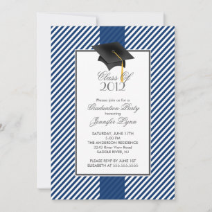 Invitación a la fiesta de graduación de franja azu