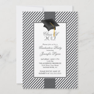 Invitación a la fiesta de graduación de franja gri