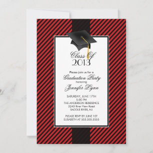 Invitación a la fiesta de graduación de franja roj