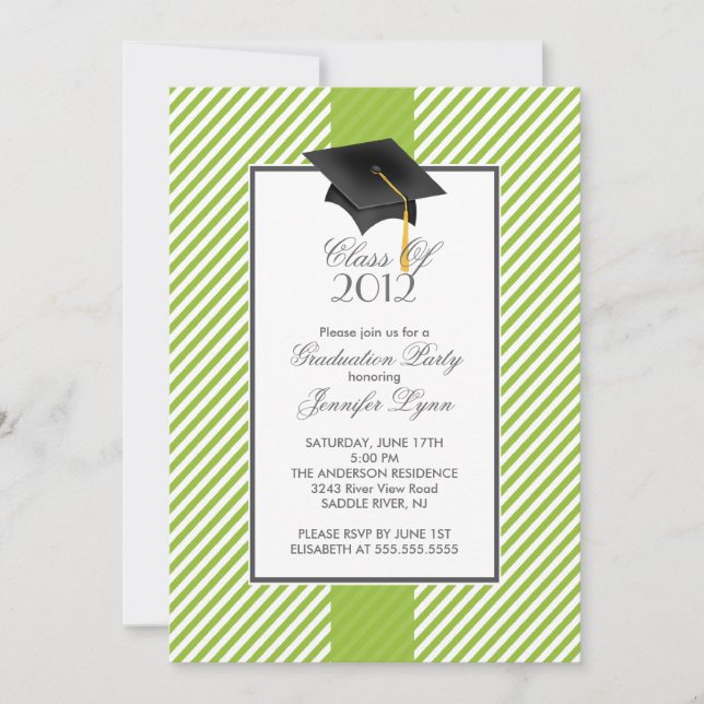 Invitación a la fiesta de graduación de franja ver (Anverso)