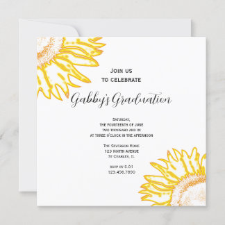 Invitación a la fiesta de graduación de girasol en