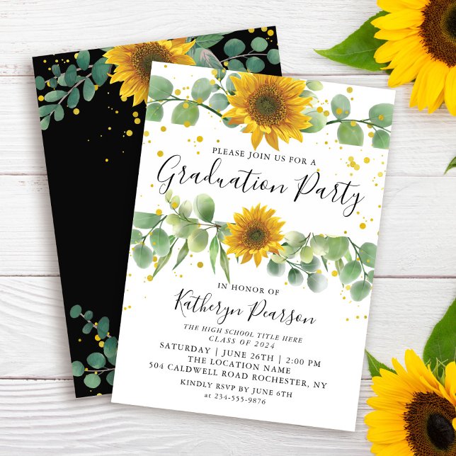 Invitación a la fiesta de graduación de girasoles  (Subido por el creador)