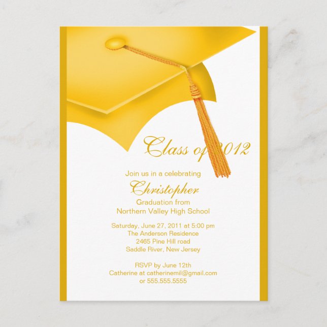 Invitación a la fiesta de graduación de Gold Grad  (Anverso)