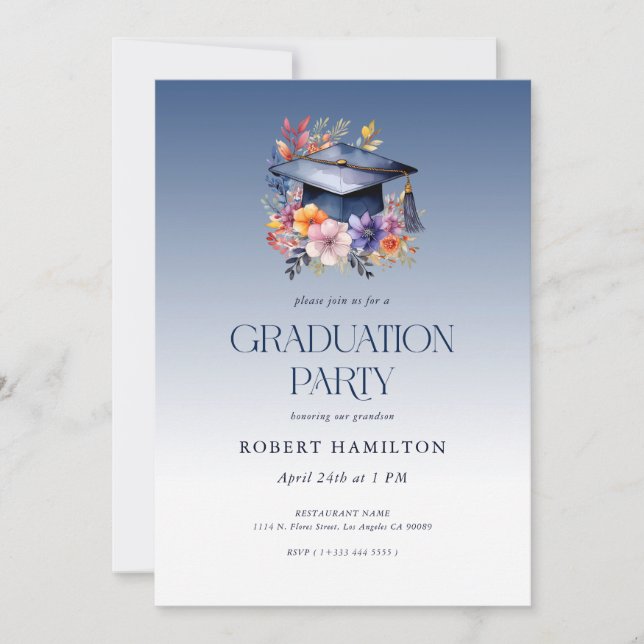 Invitación a la fiesta de graduación de Gorra de g (Anverso)