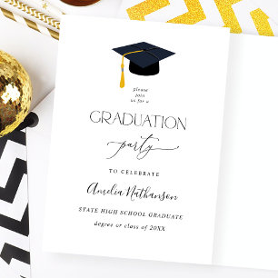 Invitación a la fiesta de graduación de Gorra de g