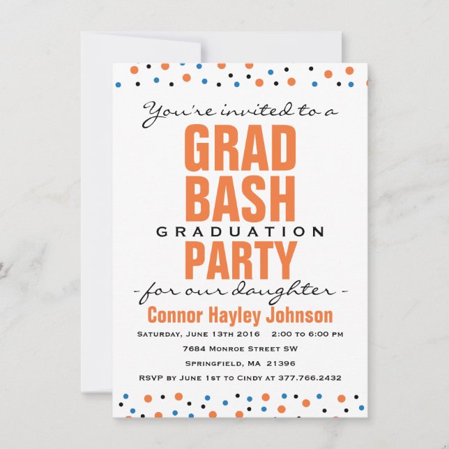 Invitación a la fiesta de graduación de Grad Bash  (Anverso)