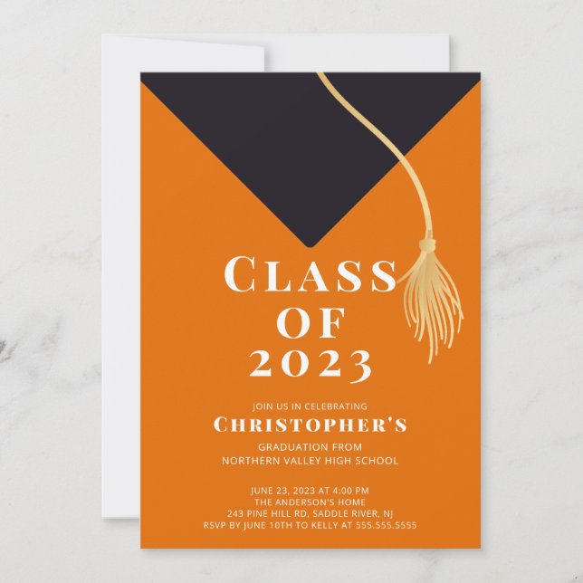 Invitación a la fiesta de graduación de Grad Cap (Anverso)