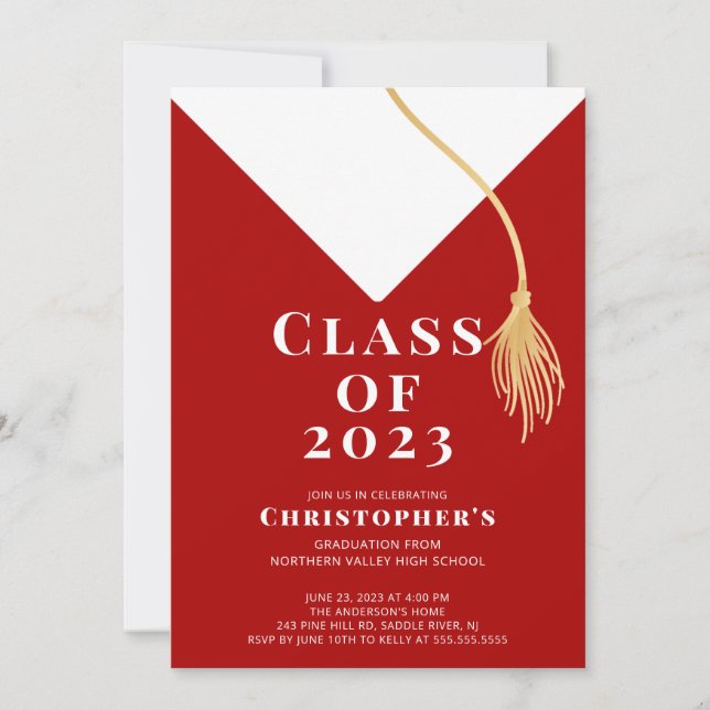 Invitación a la fiesta de graduación de Grad Cap (Anverso)