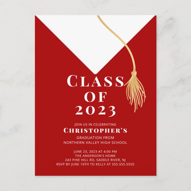 Invitación a la fiesta de graduación de Grad Cap (Anverso)