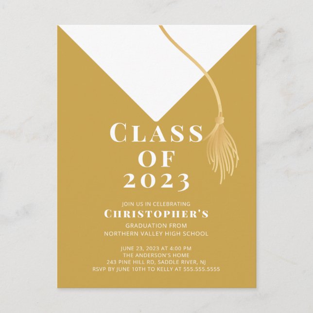 Invitación a la fiesta de graduación de Grad Cap (Anverso)