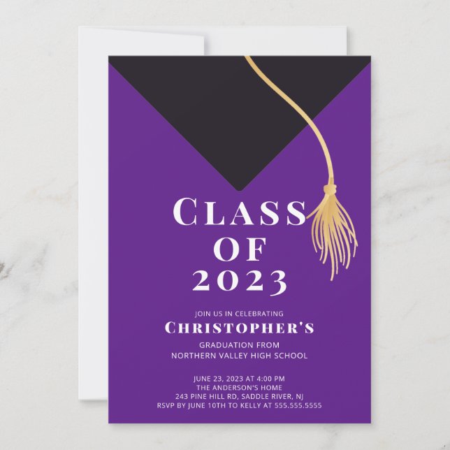 Invitación a la fiesta de graduación de Grad Cap (Anverso)