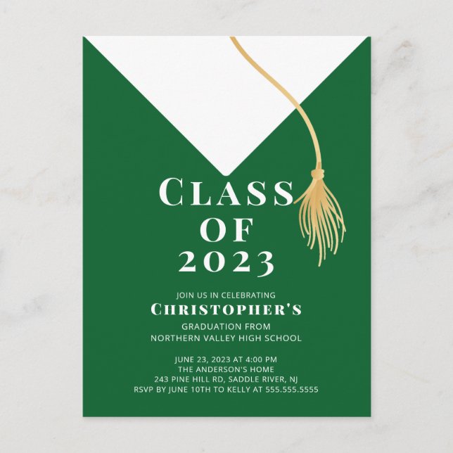 Invitación a la fiesta de graduación de Grad Cap (Anverso)