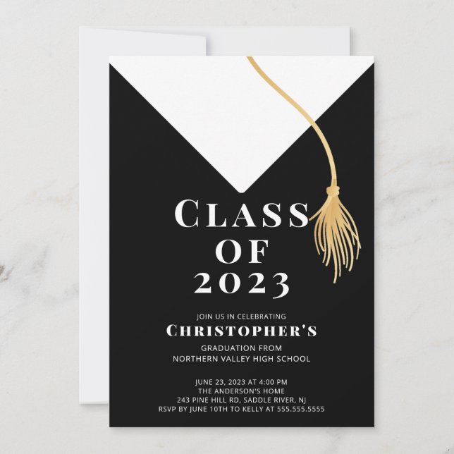 Invitación a la fiesta de graduación de Grad Cap (Anverso)