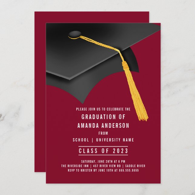 Invitación a la fiesta de graduación de Grad Cap B (Anverso / Reverso)