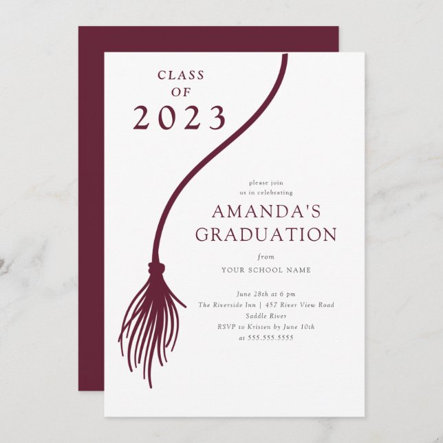 Invitación a la fiesta de graduación de Grad Tasse (Anverso / Reverso)