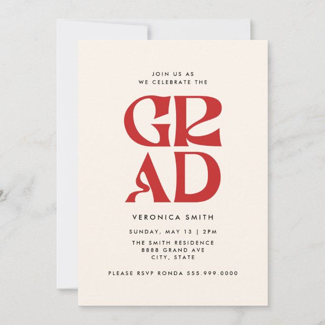 Invitación a la fiesta de graduación de Grado Retr (Anverso)
