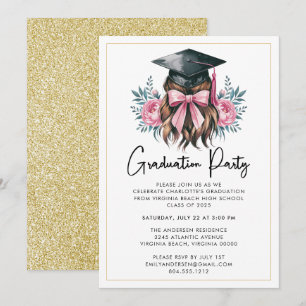 Invitación a la fiesta de graduación de guión bajo
