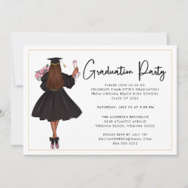 Invitación a la fiesta de graduación de guión bajo